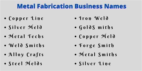 business name available for carpenters and metal fabrications|custom metal fabrication business names.